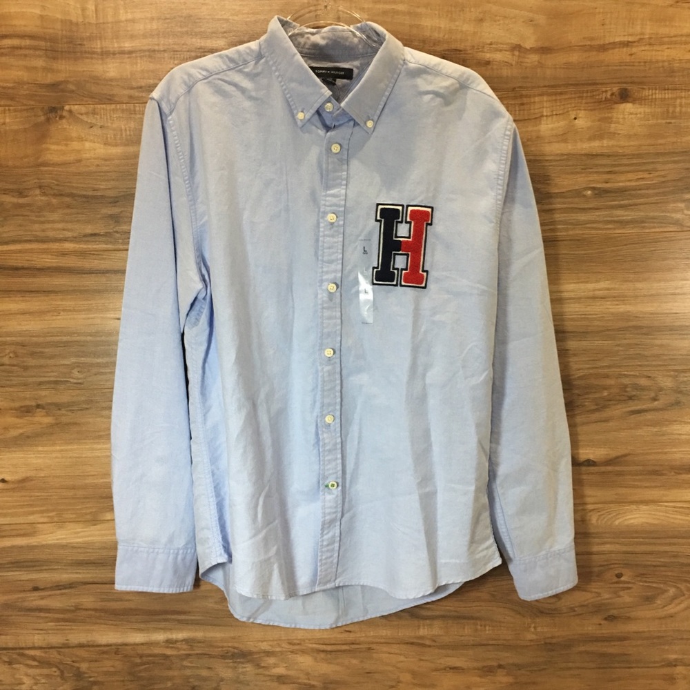 <SOLD>Tommy Hilfiger H Logo Oxford Button New - Picture 1 of 6